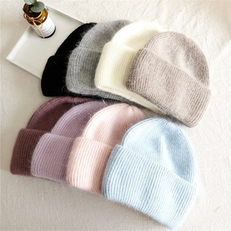 Wholesale Winter Rabbit Fur Knitted Warm Beanie